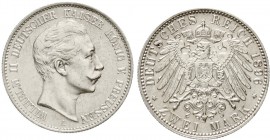 Reichssilbermünzen J. 19-178, Preußen, Wilhelm II., 1888-1918
2 Mark 1896 A. vorzüglich/Stempelglanz, winz. Kratzer