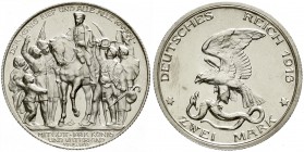 Reichssilbermünzen J. 19-178, Preußen, Wilhelm II., 1888-1918
2 Mark 1913. Befreiungskampf.
Polierte Platte, kl. Kratzer und etwas berieben