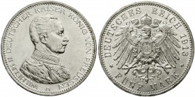 Reichssilbermünzen J. 19-178, Preußen, Wilhelm II., 1888-1918
5 Mark 1913 A. Uniform.
fast Stempelglanz