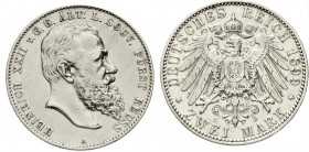 Reichssilbermünzen J. 19-178, Reuß, ältere Linie, Heinrich XXII., 1867-1902
2 Mark 1899 A. fast vorzüglich, kl. Kratzer