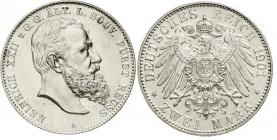 Reichssilbermünzen J. 19-178, Reuß, ältere Linie, Heinrich XXII., 1867-1902
2 Mark 1901 A. fast Stempelglanz, Prachtexemplar