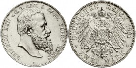 Reichssilbermünzen J. 19-178, Reuß, ältere Linie, Heinrich XXII., 1867-1902
2 Mark 1901 A. gutes vorzüglich