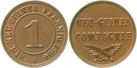 Kolonien und Nebengebiete, Neuguinea, Neuguinea Compagnie
1 Neuguinea-Pfennig 1894 A. vorzüglich/Stempelglanz, schöne Kupferpatina