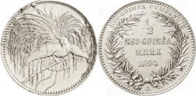 Kolonien und Nebengebiete, Neuguinea, Neuguinea Compagnie
1/2 Neuguinea-Mark 1894 A, Paradiesvogel.
beschädigtes Belegstück