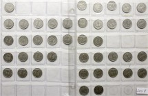 Weimarer Republik, Kursmünzen, 50 Reichspfennig, Nickel 1927-1938
Sammlung von 42 versch. Stücken, inklusive dem seltenen 1932 G (dieser schwach gepr...