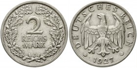 Weimarer Republik, Kursmünzen, 2 Reichsmark, Silber 1925-1931
1927 J. sehr schön