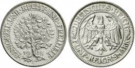 Weimarer Republik, Kursmünzen, 5 Reichsmark Eichbaum Silber 1927-1933
1928 F. vorzüglich