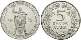 Weimarer Republik, Gedenkmünzen, 5 Reichsmark Rheinlande
1925 E. fast Stempelglanz, winz. Randfehler