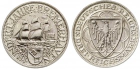 Weimarer Republik, Gedenkmünzen, 3 Reichsmark Bremerhaven
1927 A. Polierte Platte, leicht berieben