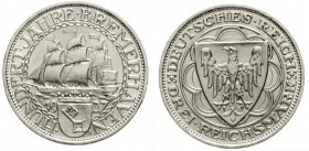 Weimarer Republik, Gedenkmünzen, 3 Reichsmark Bremerhaven
1927 A. Stempelglanz