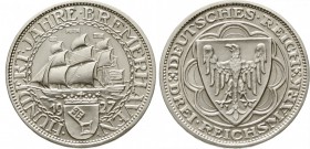 Weimarer Republik, Gedenkmünzen, 3 Reichsmark Bremerhaven
1927 A. gutes vorzüglich, kl. Kratzer