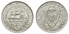 Weimarer Republik, Gedenkmünzen, 5 Reichsmark Bremerhaven
1927 A. vorzüglich/Stempelglanz