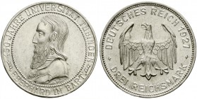 Weimarer Republik, Gedenkmünzen, 3 Reichsmark Tübingen
1927 F. vorzüglich/Stempelglanz