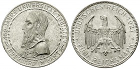 Weimarer Republik, Gedenkmünzen, 5 Reichsmark Tübingen
1927 F. vorzüglich/Stempelglanz