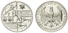 Weimarer Republik, Gedenkmünzen, 3 Reichsmark Marburg
1927 A. Polierte Platte, minimal berieben