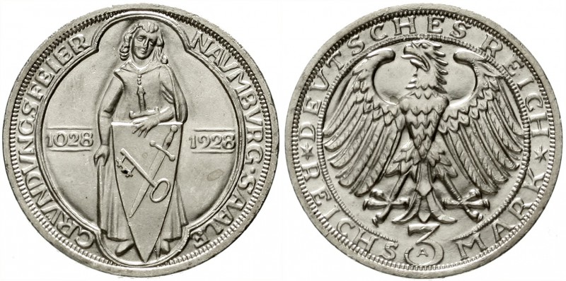 Weimarer Republik, Gedenkmünzen, 3 Reichsmark Naumburg/Saale
1928 A. fast Stemp...