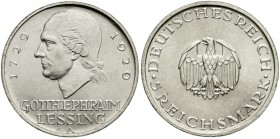 Weimarer Republik, Gedenkmünzen, 5 Reichsmark Lessing
1929 A. fast Stempelglanz, selten in dieser Erhaltung
