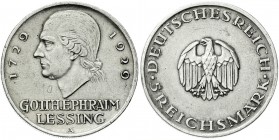 Weimarer Republik, Gedenkmünzen, 5 Reichsmark Lessing
1929 A. sehr schön, Randfehler