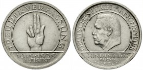 Weimarer Republik, Gedenkmünzen, 5 Reichsmark Schwurhand
1929 A. gutes vorzüglich