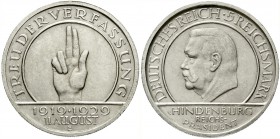 Weimarer Republik, Gedenkmünzen, 5 Reichsmark Schwurhand
1929 E. vorzüglich/Stempelglanz