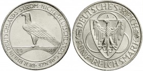 Weimarer Republik, Gedenkmünzen, 5 Reichsmark Rheinstrom
1930 A. fast Stempelglanz, Prachtexemplar, selten in dieser Erhaltung