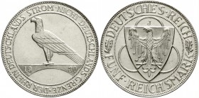 Weimarer Republik, Gedenkmünzen, 5 Reichsmark Rheinstrom
1930 J. vorzüglich/Stempelglanz