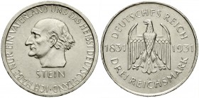 Weimarer Republik, Gedenkmünzen, 3 Reichsmark Stein Reichsfreiherr
1931 A. fast Stempelglanz
