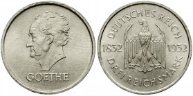 Weimarer Republik, Gedenkmünzen, 3 Reichsmark Goethe
1932 A. fast Stempelglanz