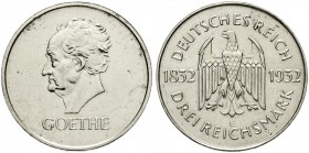 Weimarer Republik, Gedenkmünzen, 3 Reichsmark Goethe
1932 E. sehr schön/vorzüglich