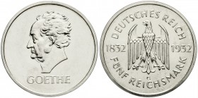 Weimarer Republik, Gedenkmünzen, 5 Reichsmark Goethe
1932 G. gutes vorzüglich aus EA, erwas berieben