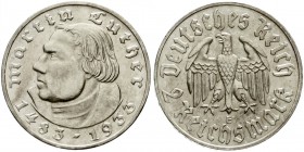Drittes Reich, Gedenkmünzen, 2 Reichsmark Luther 1933-1934
1933 E. prägefrisch