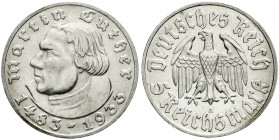 Drittes Reich, Gedenkmünzen, 5 Reichsmark Luther, 1933-1934
1933 A. sehr schön/vorzüglich