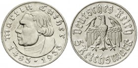Drittes Reich, Gedenkmünzen, 5 Reichsmark Luther, 1933-1934
1933 E. vorzüglich/Stempelglanz
