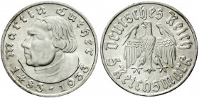 Drittes Reich, Gedenkmünzen, 5 Reichsmark Luther, 1933-1934
1933 F. fast Stempelglanz, Prachtexemplar