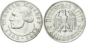 Drittes Reich, Gedenkmünzen, 5 Reichsmark Luther, 1933-1934
1933 J. vorzüglich
