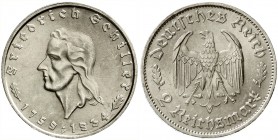 Drittes Reich, Gedenkmünzen, 2 Reichsmark Schiller 1934
1934 F. fast Stempelglanz, Prachtexemplar