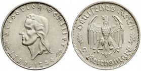Drittes Reich, Gedenkmünzen, 2 Reichsmark Schiller 1934
1934 F. fast Stempelglanz, Prachtexemplar