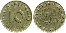 Alliierte Besatzung, Kleinmünzen
10 Pfennig 1947 E. sehr schön/vorzüglich, kl. Fleck, selten