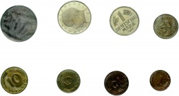 Münzen der Bundesrepublik Deutschland, Kursmünzensätze, 1 Pfennig - 5 Deutsche Mark, 1964-2001
Seltenheit: 1965 F mit 1 Mark 1966 F. O.B.H. ( 1, 5, 1...