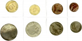 Münzen der Bundesrepublik Deutschland, Kursmünzensätze, 1 Pfennig - 5 Deutsche Mark, 1964-2001
1965 G. O.B.H. (wie immer 1, 5, 10 und 50 Pf. von 1950...