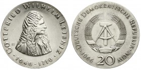 Gedenkmünzen der DDR
20 Mark 1966, Leibniz.
gutes vorzüglich, winz. Randfehler