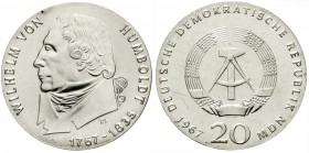 Gedenkmünzen der DDR
20 Mark 1967, Humboldt.
vorzüglich/Stempelglanz, kl. Kratzer