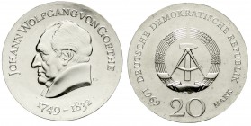 Gedenkmünzen der DDR
20 Mark 1969, Goethe.
vorzüglich/Stempelglanz