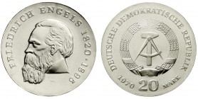 Gedenkmünzen der DDR
20 Mark 1970, Engels.
Stempelglanz
