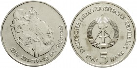 Gedenkmünzen der DDR
5 Mark 1983 A, Wartburg bei Eisenach.
fast Stempelglanz, kl. Fleck