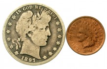 LOTS, Ausland, Amerika
2 Stück: USA Cent 1872, Halfdollar 1897 O.
schön/sehr schön und sehr schön, beides seltene Jahrgänge