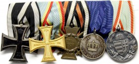 Orden und Ehrenzeichen, Deutschland, Deutsche Länder, bis 1918
Fünfer-Ordenspange: EK II 1914, Mecklenburg-Schwerin Kriegsverdienstkreuz 2. Klasse 19...