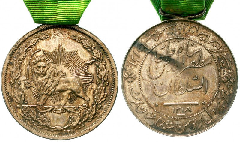 Orden und Ehrenzeichen, Iran
Silberne Tapferkeitsmedaille am Band AH 1318 = 190...
