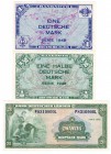 Banknoten, Die deutschen Banknoten ab 1871 nach Rosenberg, Westliche Besatzungszonen und BRD, ab 1948, Bank Deutscher Länder, 1948/49
3 Stück: 1/2, 1...