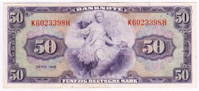 Banknoten, Die deutschen Banknoten ab 1871 nach Rosenberg, Westliche Besatzungszonen und BRD, ab 1948, Bank Deutscher Länder, 1948/49
50 Mark Bank De...